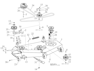 Deck Diagram and Parts List for ZT1-50KW (17RIEACZ010)(2020) Cub Cadet Lawn Tractor